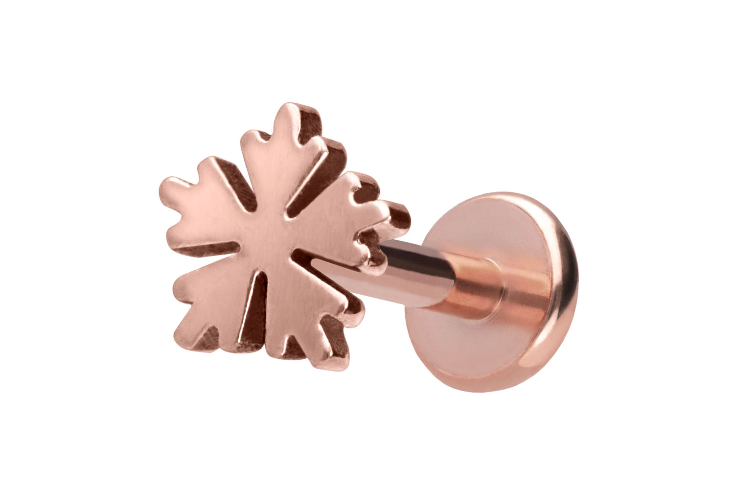 Titan Labret Piercing mit Push Fit SCHNEEFLOCKE